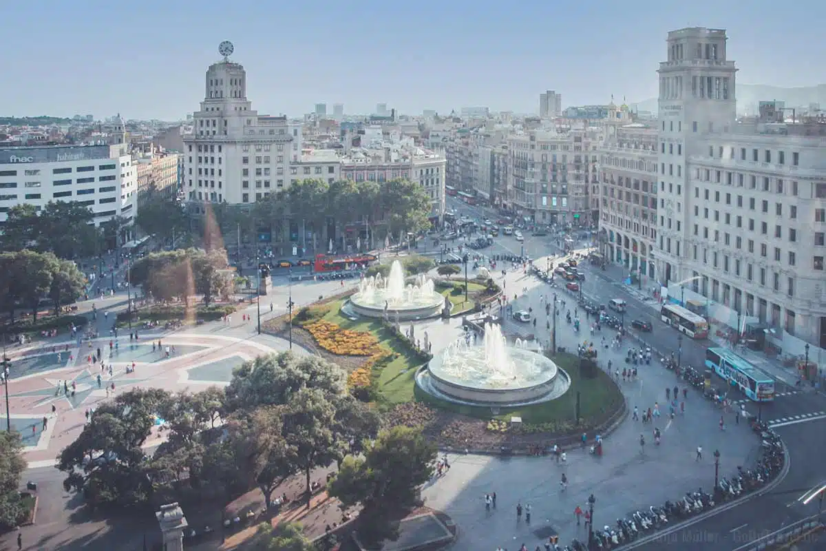 Blick auf den Placa de Catalunya Blick auf den Placa de Catalunya