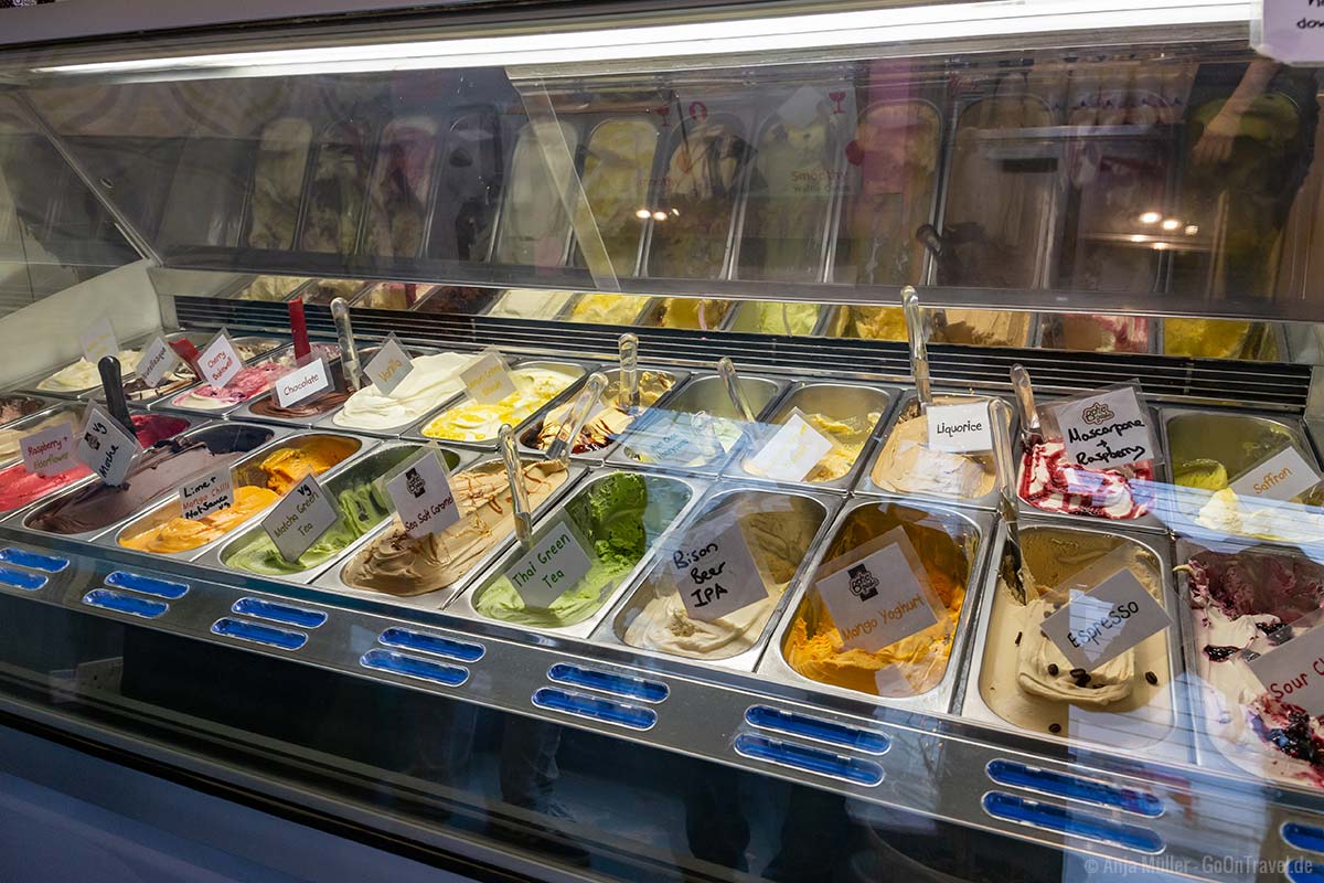 Letzte Station auf der Brighton Food Tour: Diverse Eiskreationen im Boho Gelato