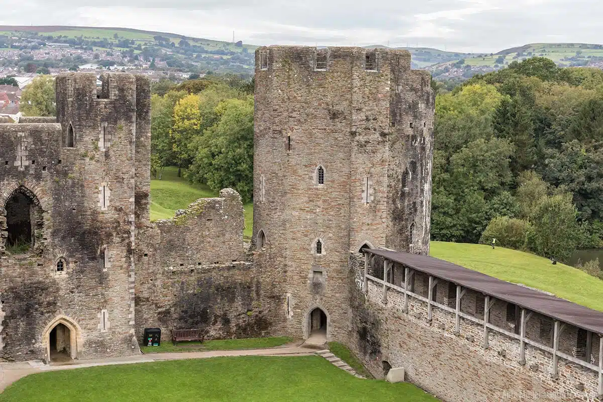 Blick vom Caerphilly Castle Blick vom Caerphilly Castle