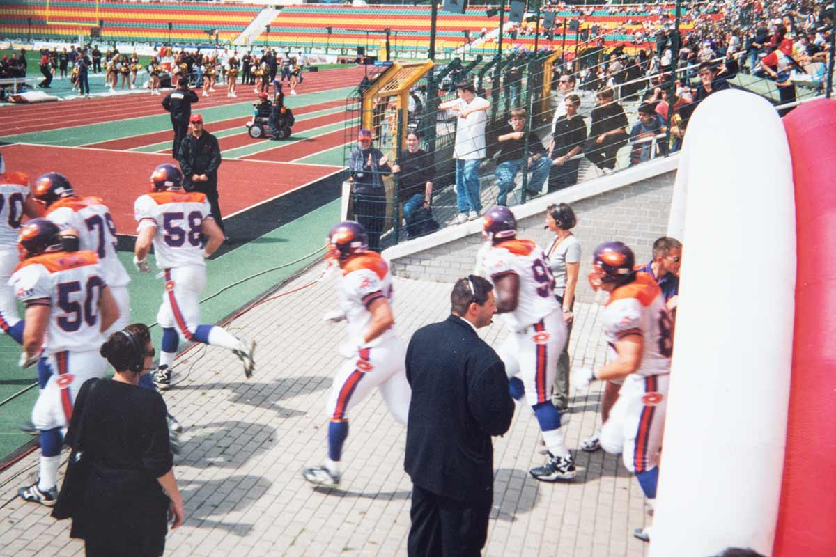 Frankfurt Galaxy beim Spiel in Berlin in den 90ern