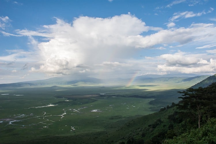 Norongoro Krater in der Regenzeit im Februar