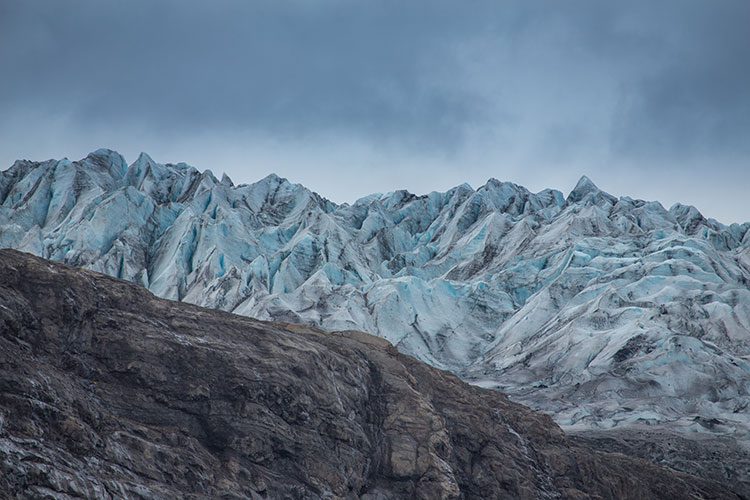 Gletscherzunge Flaajökull im Süden von Island Gletscherzunge Flaajökull im Süden von Island