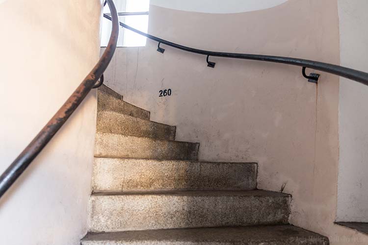 Im Treppenhaus vom Leuchtturm: Zur Motivation werden die bereits zurückgelegten Stufen angezeigt. Im Treppenhaus vom Leuchtturm: Zur Motivation werden die bereits zurückgelegten Stufen angezeigt.