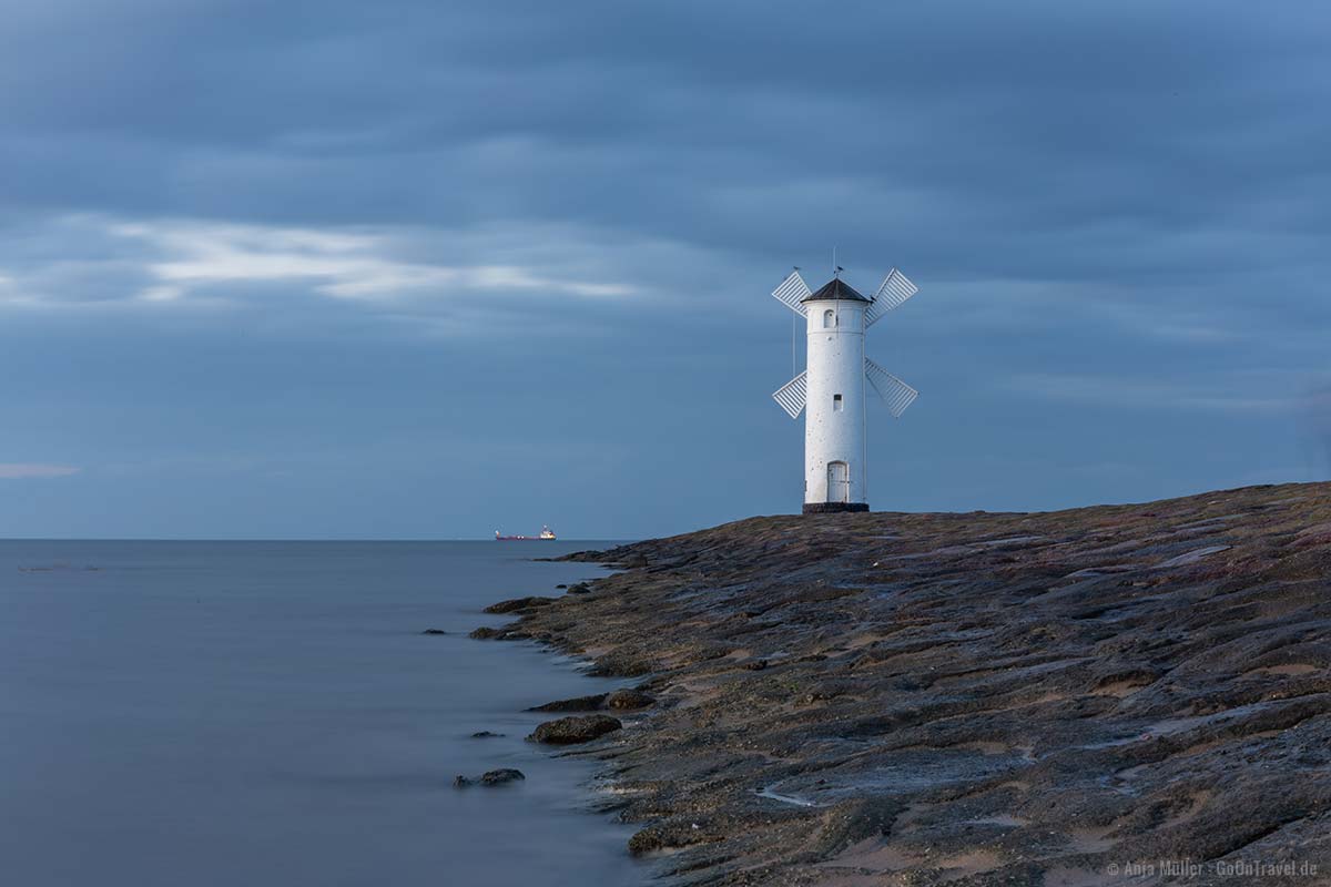 Beliebtes Fotomotiv an der polnischen Ostsee: die Mühlenbake in Swinemünde