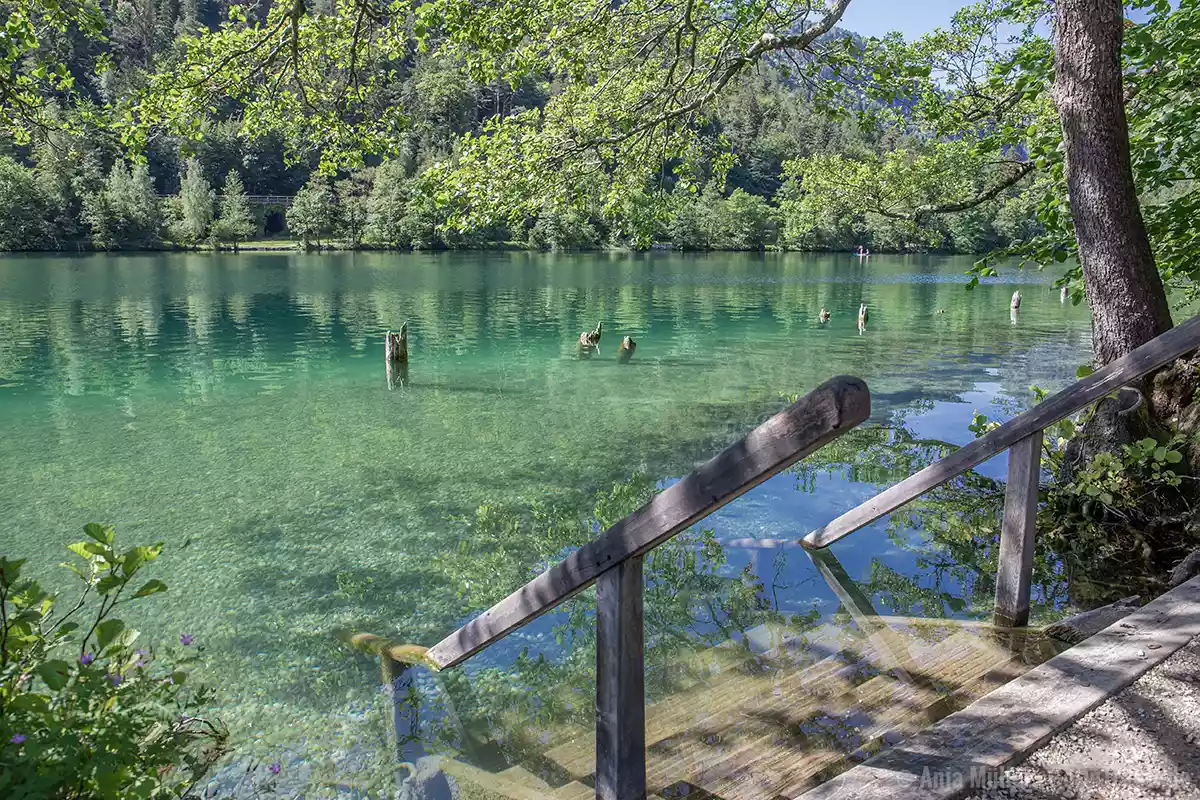Einstieg in den Thumsee zum Schwimmen Einstieg in den Thumsee zum Schwimmen