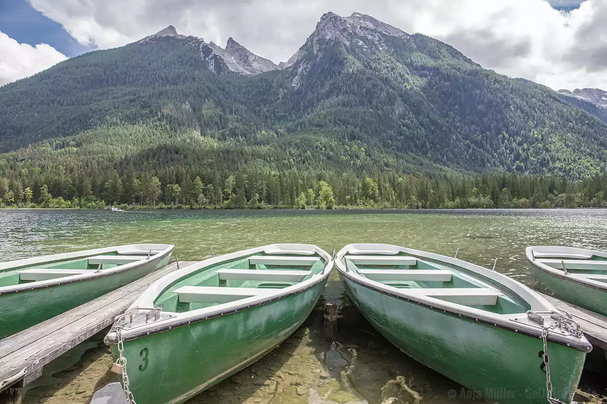 Blick auf den Rotpalfen und Hochkalter über den Hintersee Blick auf den Rotpalfen und Hochkalter über den Hintersee