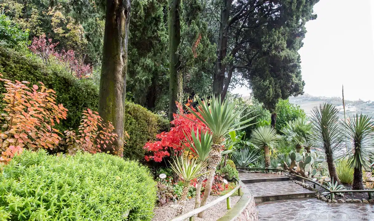 Der botanische Garten zwischen der oberen und unteren Grotte Der botanische Garten zwischen der oberen und unteren Grotte