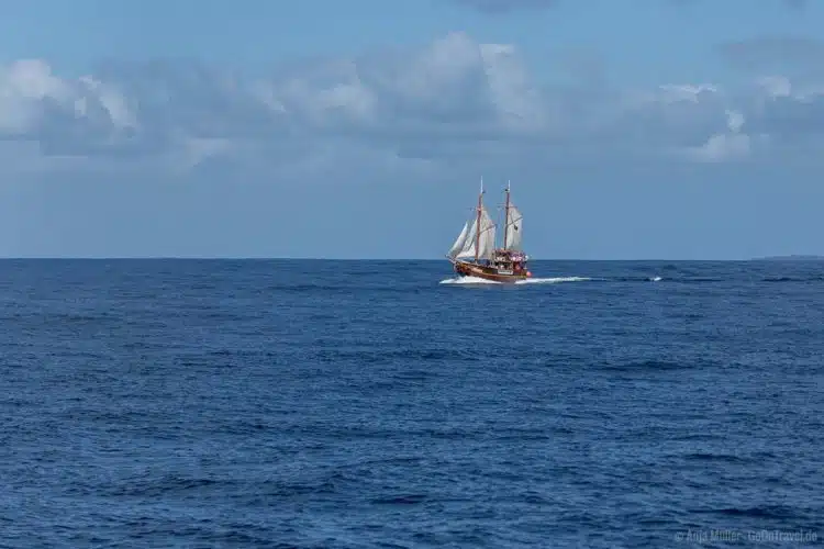 Ein Ausflugsschiff vor der Küste von Teneriffa Ein Ausflugsschiff vor der Küste von Teneriffa